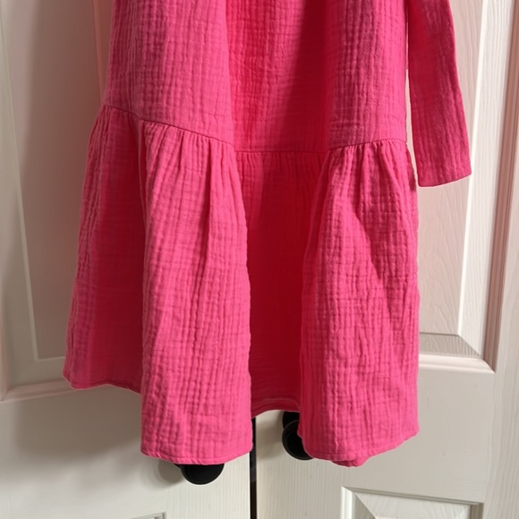 Ann Taylor Gauze Pocket Flare Dress in Tropical Rose - Picture 4 of 9